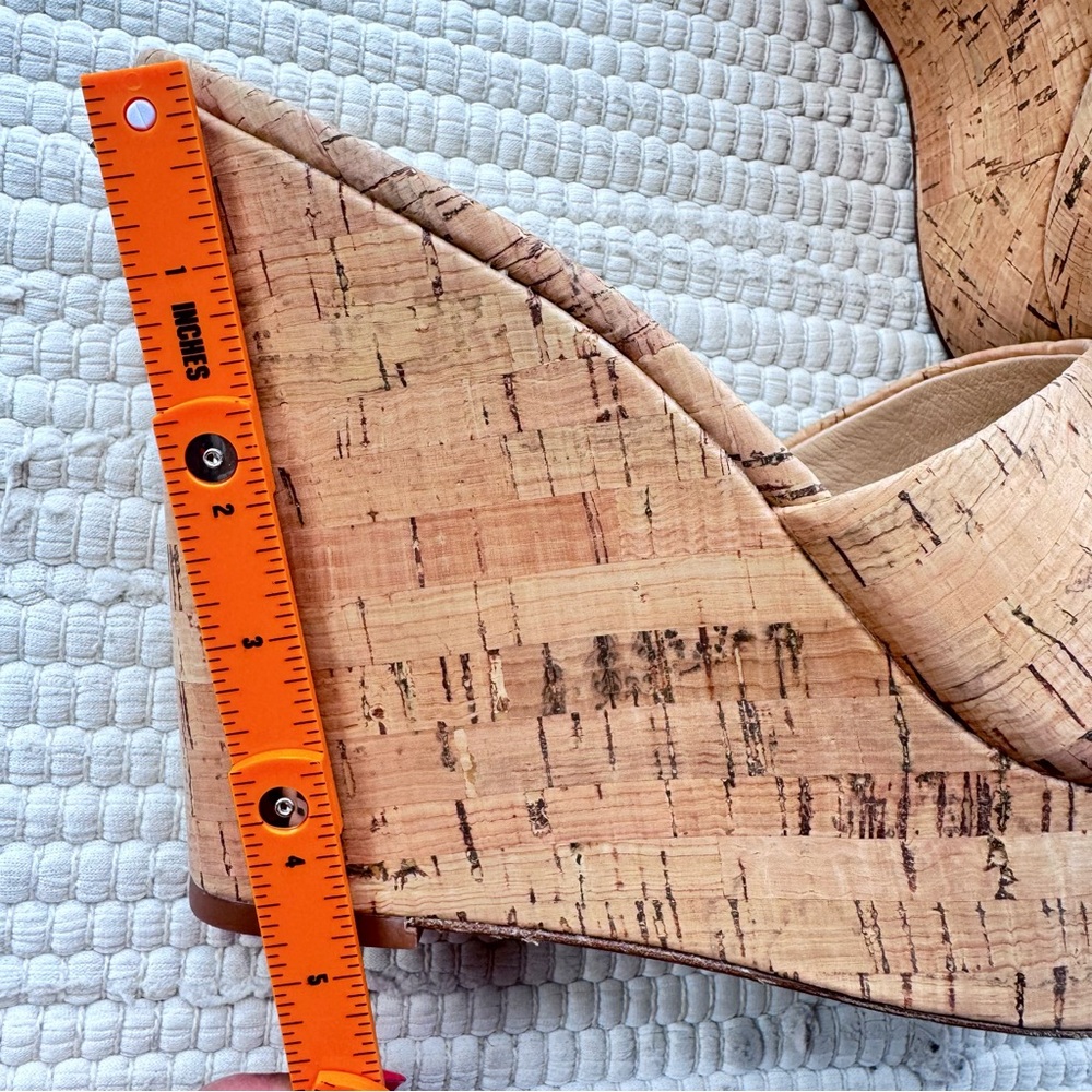 Veronica Beard Cork Platform Wedge Mules Open Toe Slide Sandals 8 - Picture 5 of 7